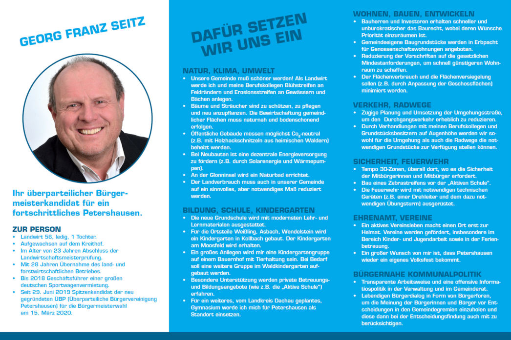 Wahlprogramm, ÜBP, Petershausen, Georg F. Seitz